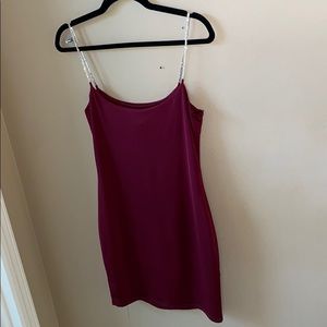 Gorgeous Burgundy Rhinestone Spaghetti Strap Dress